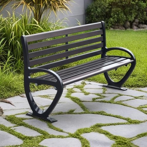 Outdoor Garden Bench Metal Patio Park Bench with Armrests 120cm