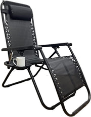 Zero Gravity Reclining Chair Black Folding Sun Lounger