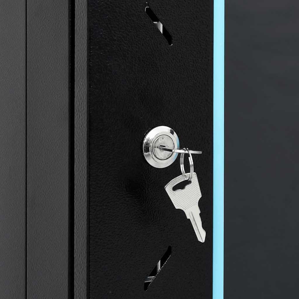 15U Network Cabinet Server Rack Glass Door Steel Black