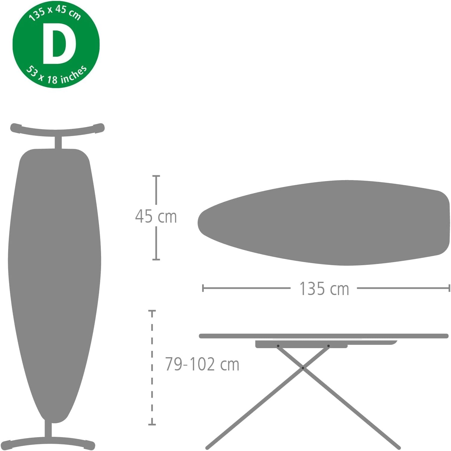 XL Ironing Board 135x45cm Adjustable Height Foldable Iron Rest