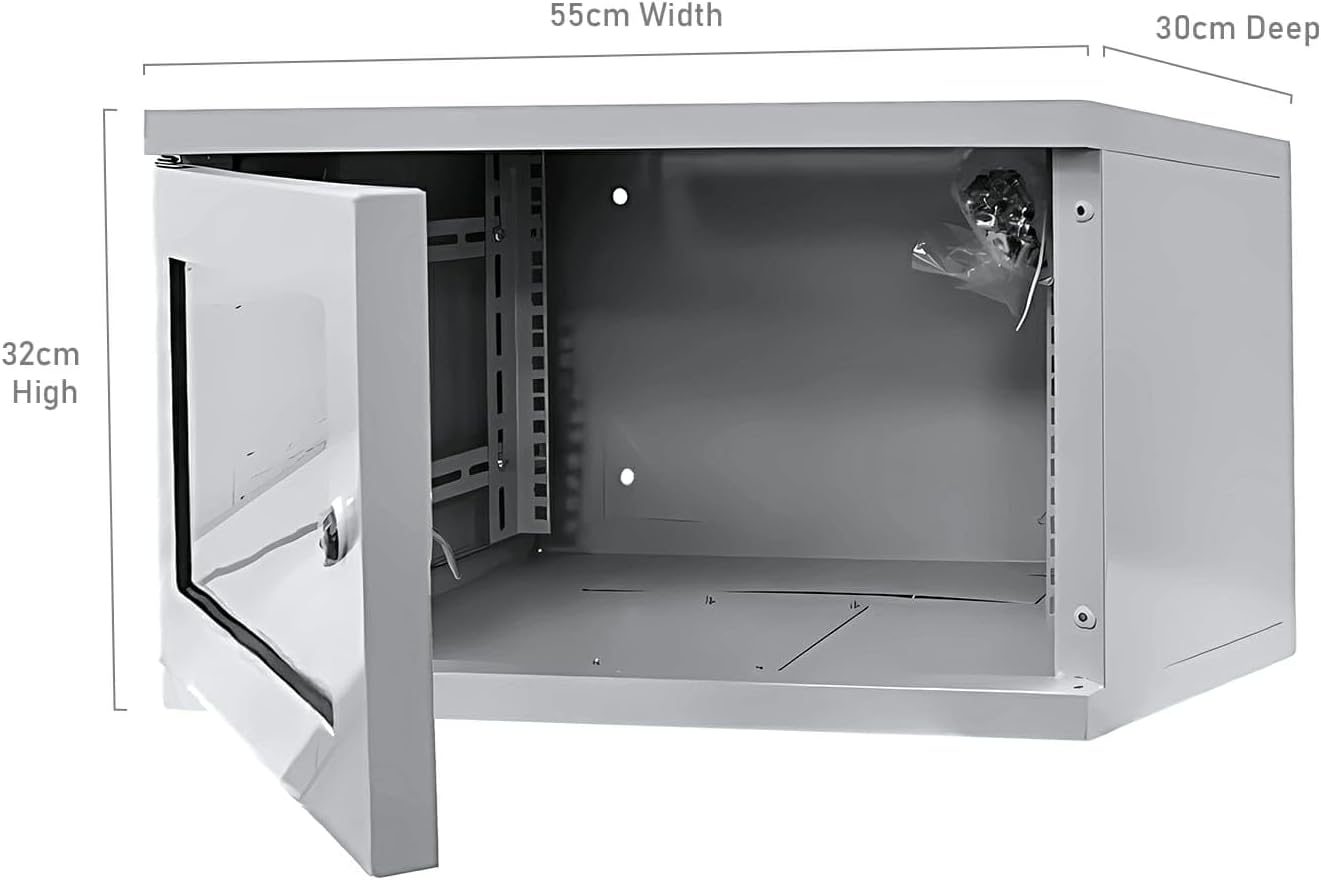 6U 19in Wall Mounted Server Rack Cabinet Glass Door