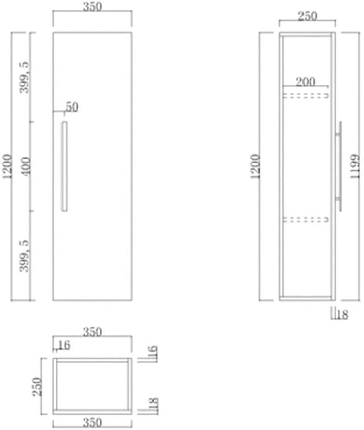 Grey Wall Mounted Tall Bathroom Storage Cabinet Soft Close