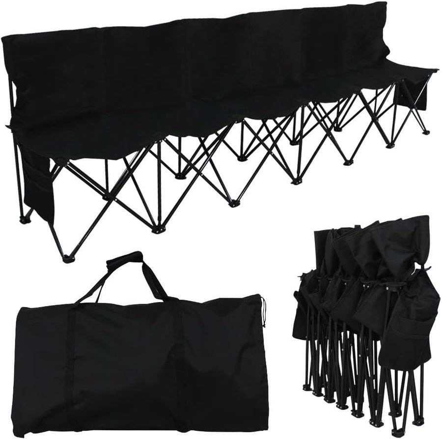 6 Seat Folding Sport Bench Portable Camping Team Chair
