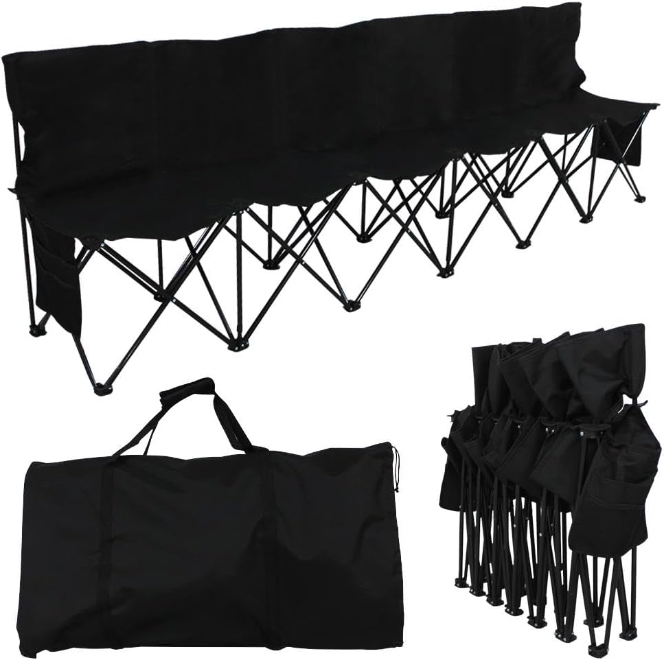 6 Seat Folding Sport Bench Portable Camping Team Chair