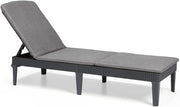 Folding Garden Sun Lounger Adjustable Backrest Cushion Grey