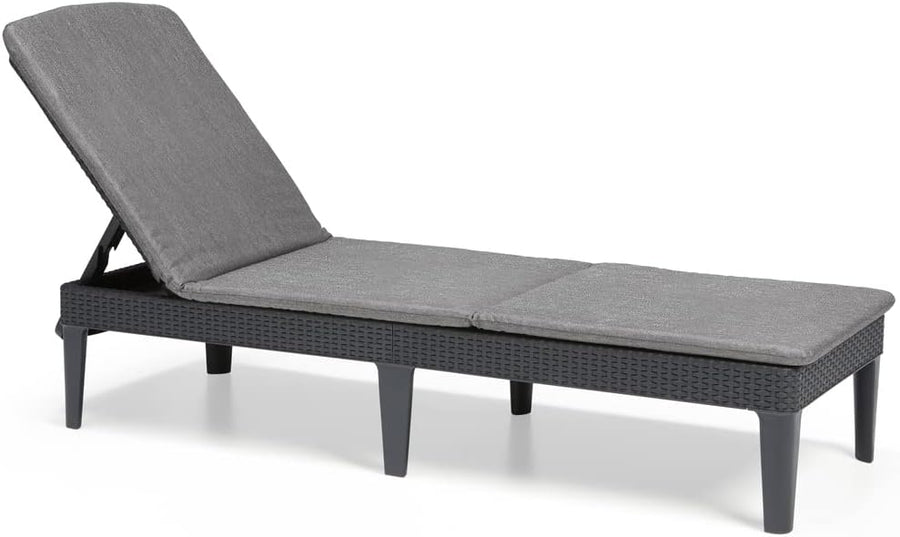 Folding Garden Sun Lounger Adjustable Backrest Cushion Grey