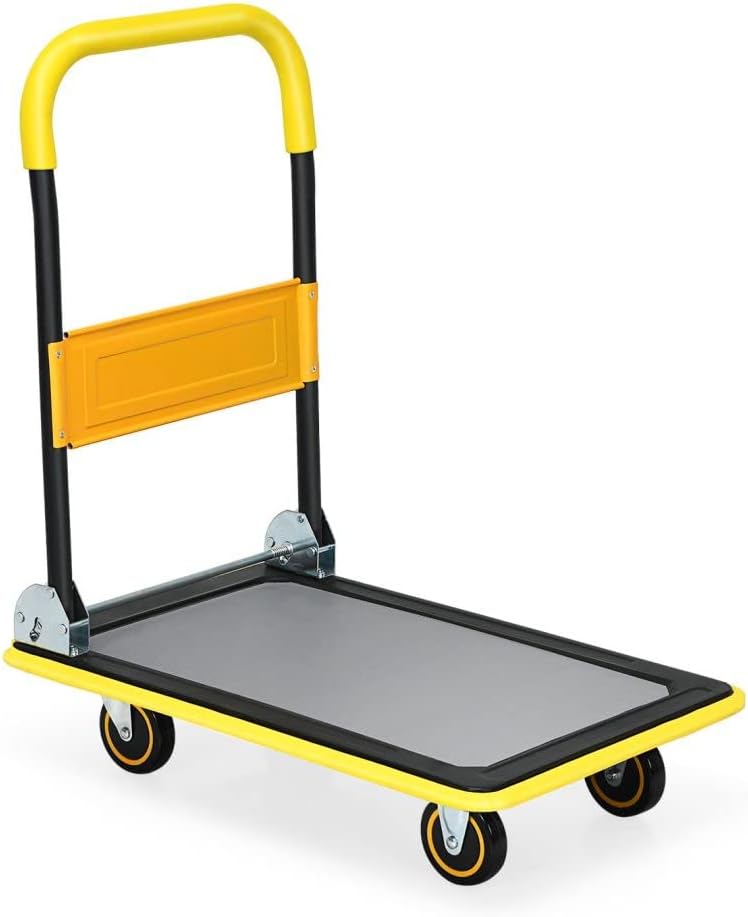 Heavy Duty Platform Trolley 150KG Flatbed Cart Yellow