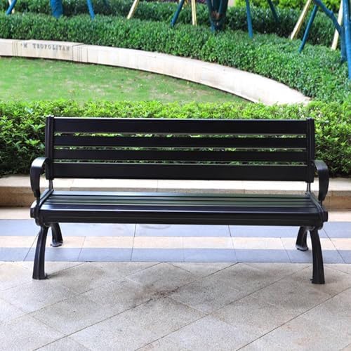 Outdoor Aluminum Garden Bench Patio Park Bench with Backrest 120cm