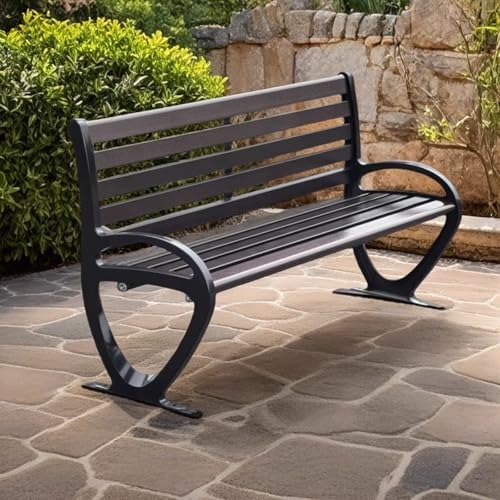 Outdoor Garden Bench Metal Patio Park Bench with Armrests 120cm