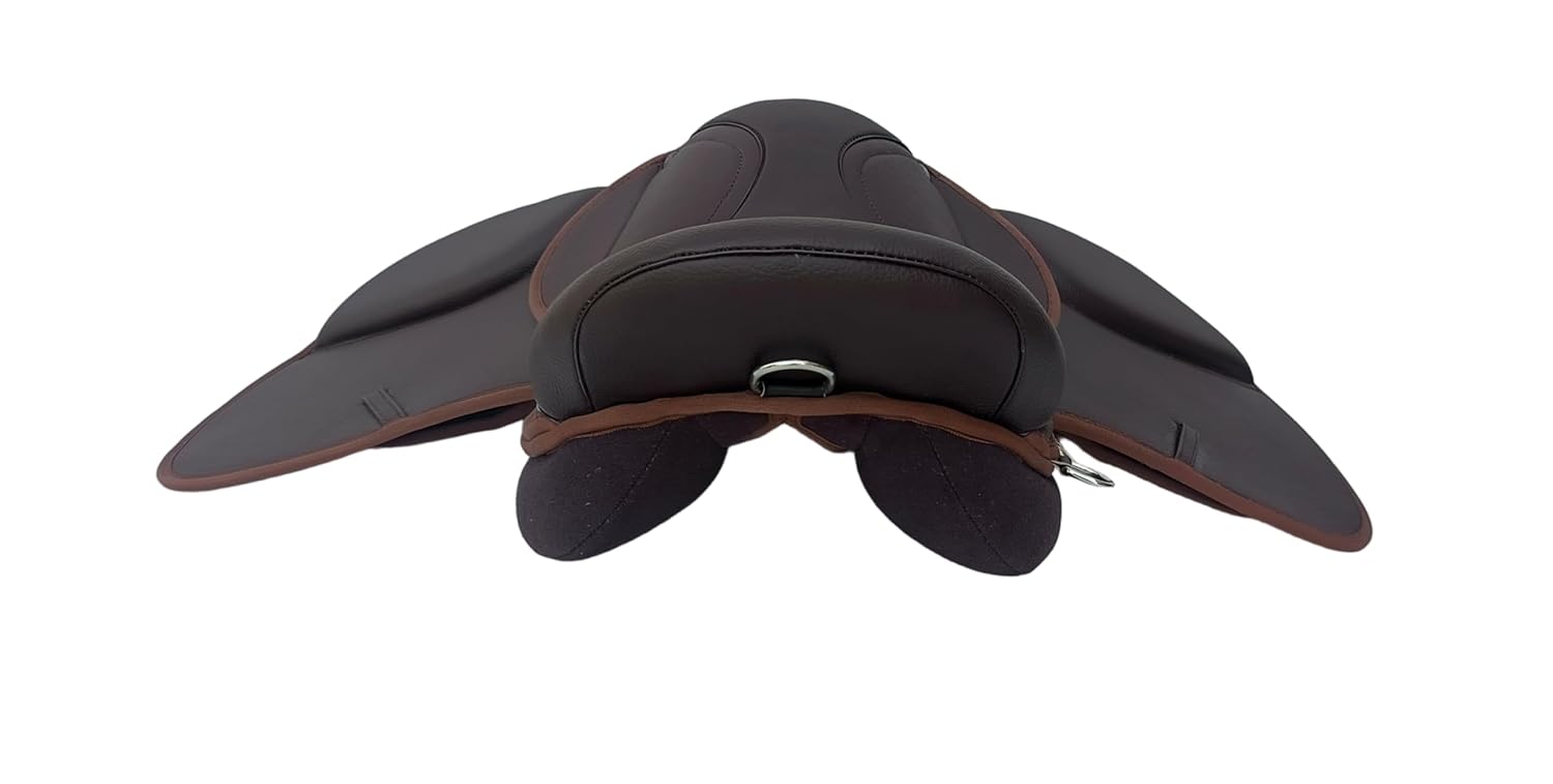 Brown Synthetic Leather Horse Saddle 16 Seat Lightweight