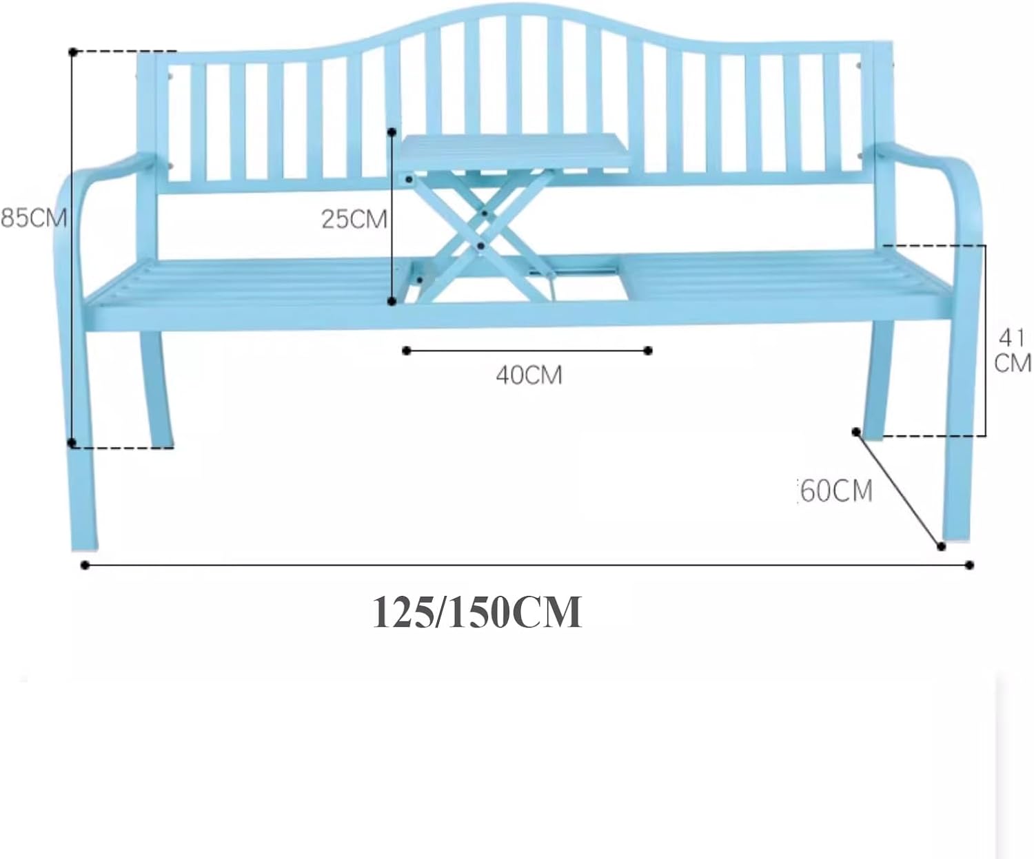 3 Seater Metal Garden Bench 150cm Outdoor Patio Park Seat Bronze
