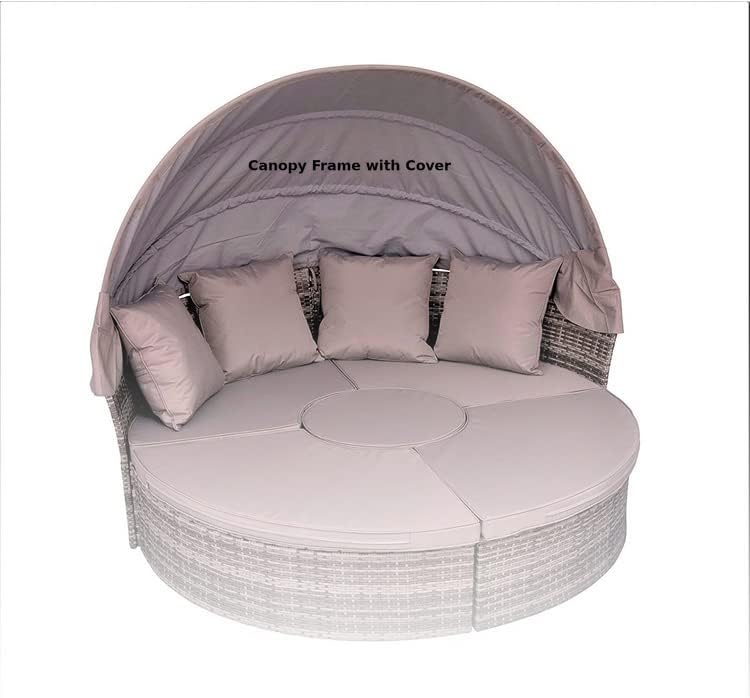 180CM Rattan Daybed Replacement Canopy and Frame Cream