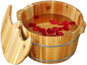 Wooden Foot Bath Barrel Solid Wood Spa Tub Lid Massage Soak