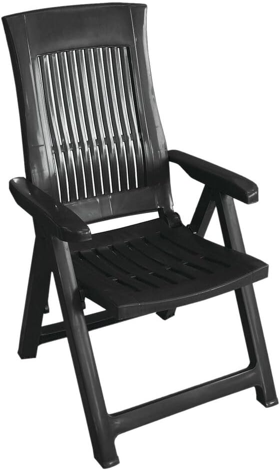2 Piece Folding Garden Lounger Chairs 5 Position Reclining Anthracite