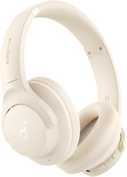 White ANC Bluetooth Over Ear Headphones 40H Playtime Hi Res