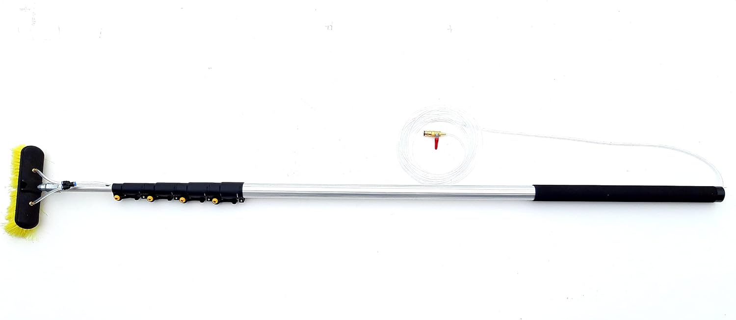 24FT Water Fed Window Cleaning Pole Solar Panel Brush Kit