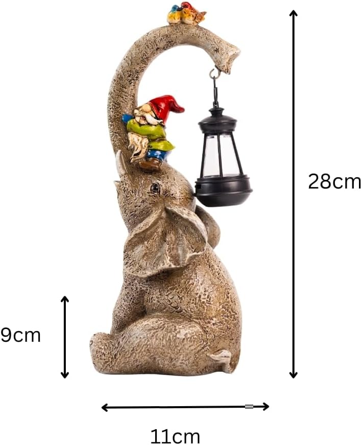 Solar Elephant Garden Statue LED Lantern Outdoor Patio Decor