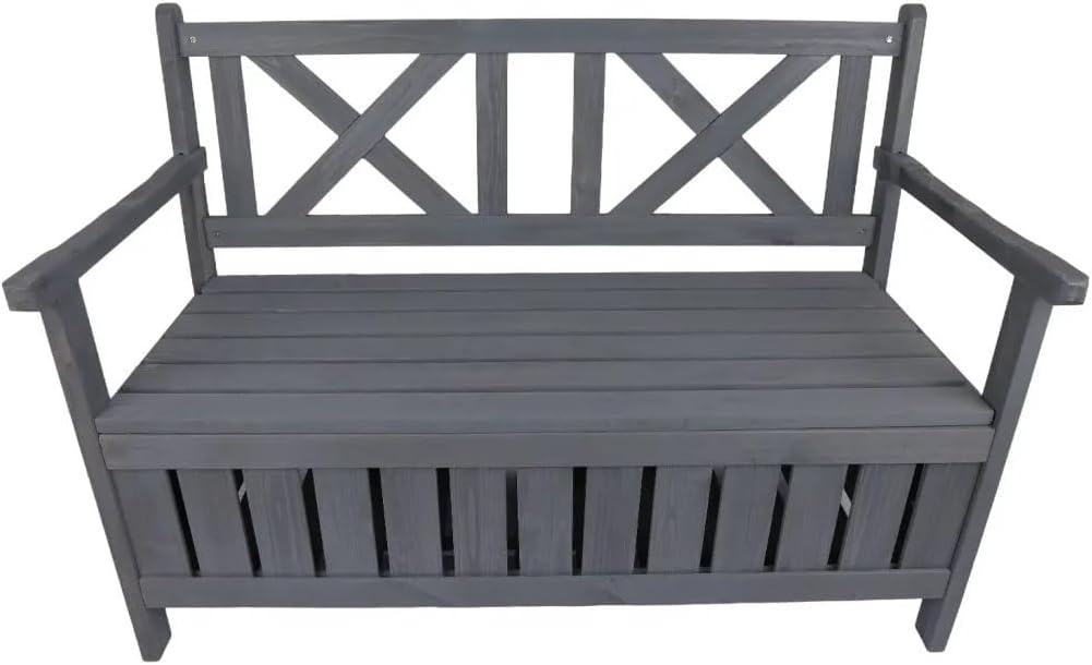 Wooden Garden Storage Bench 165cm Outdoor Patio Seat Box
