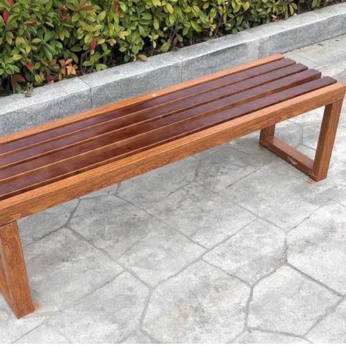 Solid Wood Garden Bench 100cm Backless Outdoor Patio Seat Brown