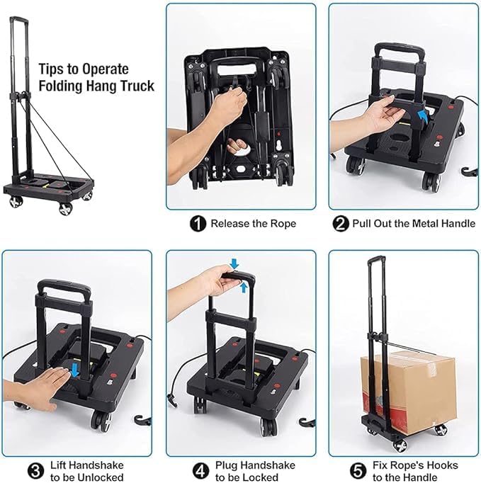 Folding Sack Barrow Hand Truck 50KG 4 Wheel Aluminium