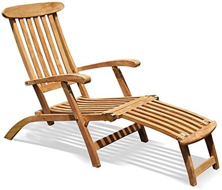Teak Steamer Chair with Cushion Foldable Natural