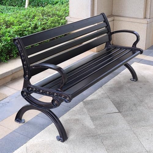 Outdoor Aluminum Garden Bench Patio Park Bench with Backrest 120cm