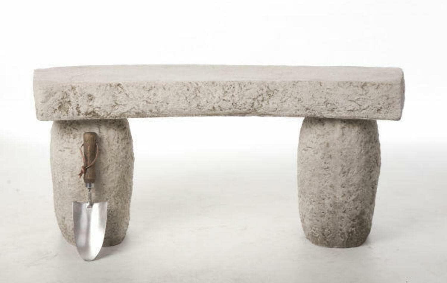Stone Cast Curved Garden Bench Rustic Medieval Outdoor Seat