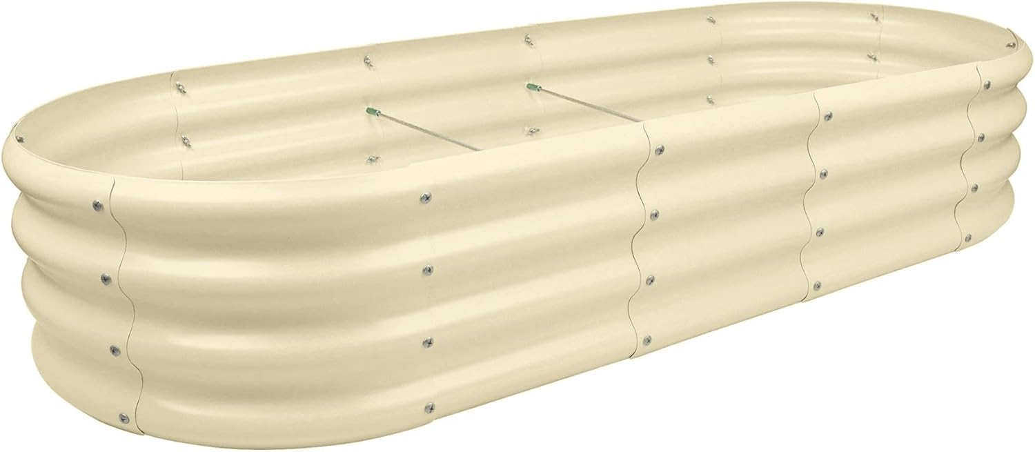 Large Raised Garden Bed Set 2 Steel Planter 180x90cm Ivory
