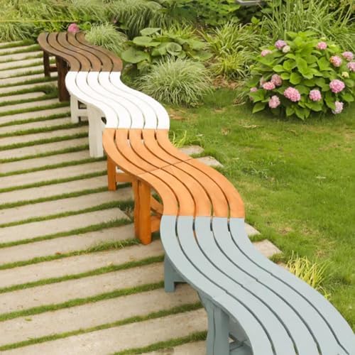 Outdoor Wooden Garden Bench Backless Patio Porch Seat White