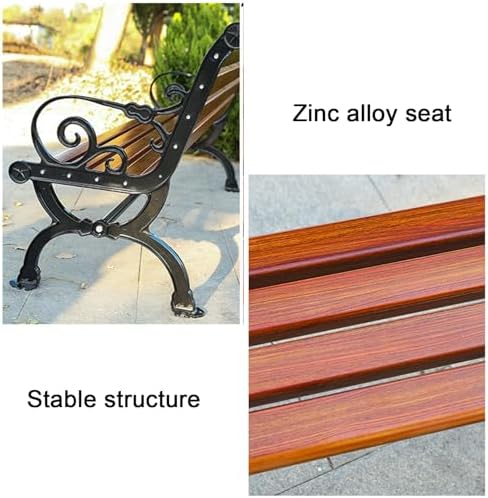 Metal Garden Bench Outdoor Patio Seat with Backrest Armrests Weatherproof