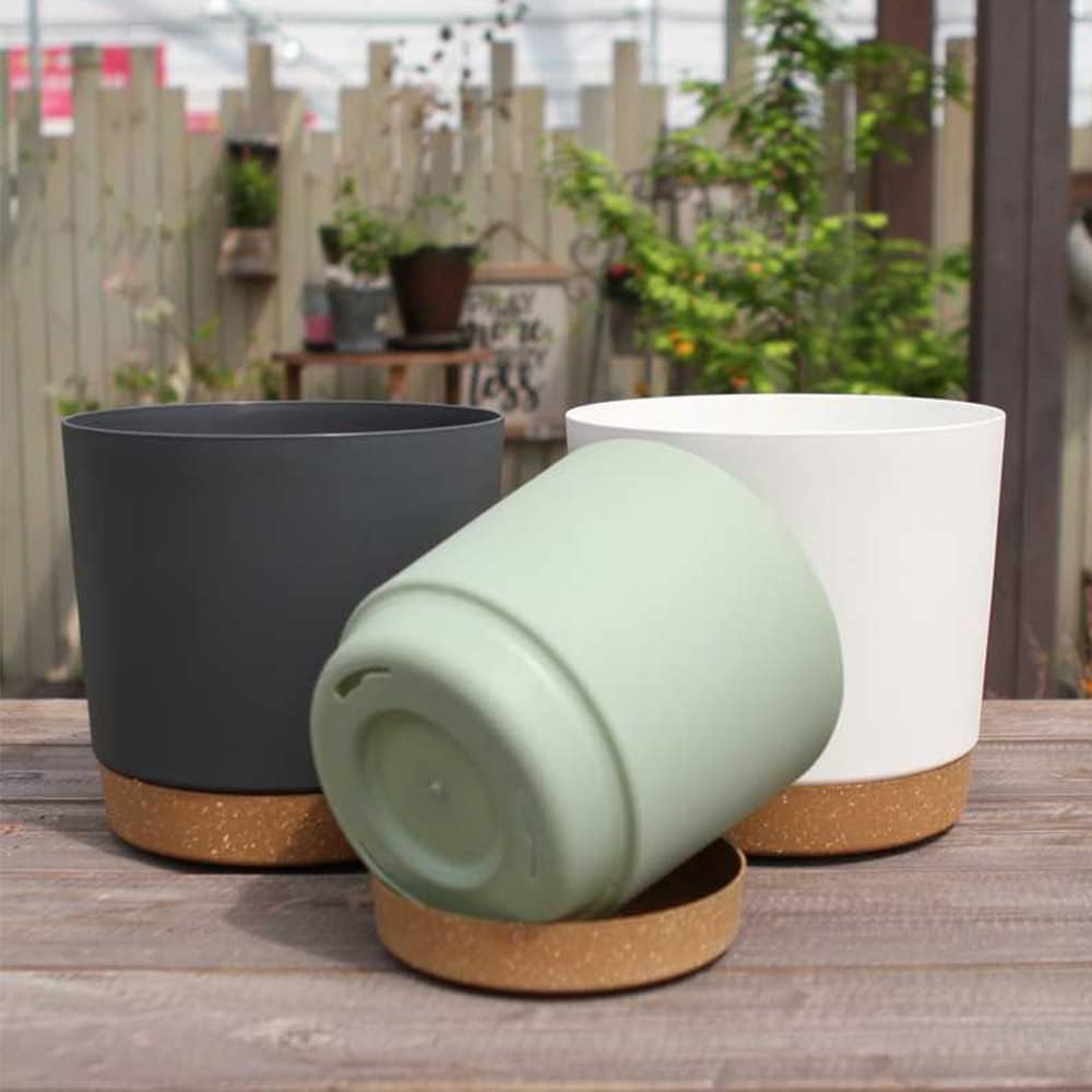30cm Plant Pots Set 3 White Planters Drainage Saucer Indoor