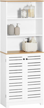 Tall Bathroom Storage Cabinet Adjustable Shelf Unit White