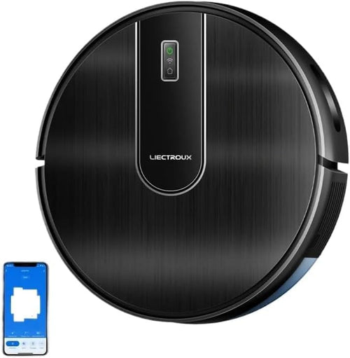 Robot Vacuum Mop LiDAR Mapping WiFi App Smart Auto Clean Black