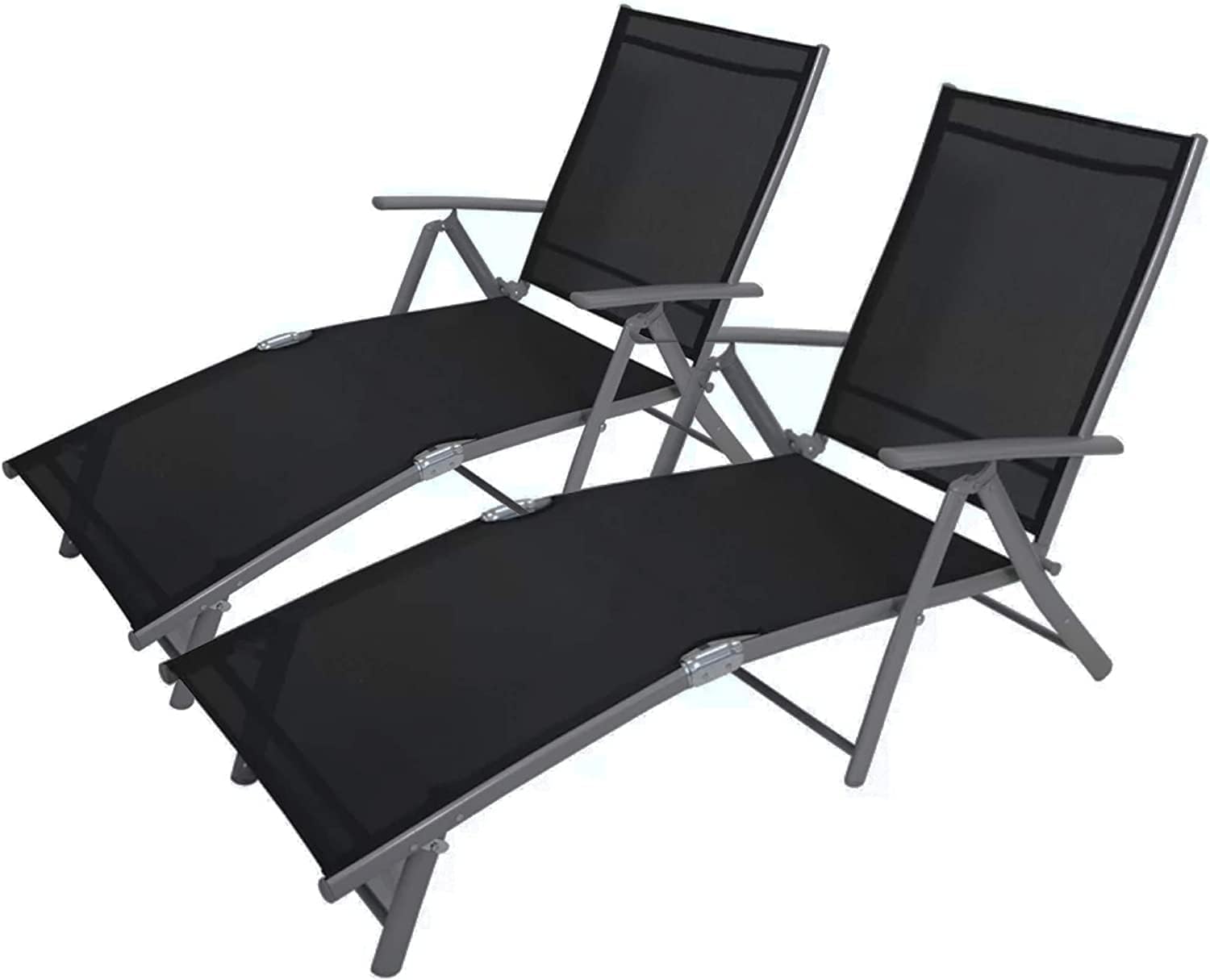 Reclining Outdoor Sun Lounger 7 Position Folding Chair Grey