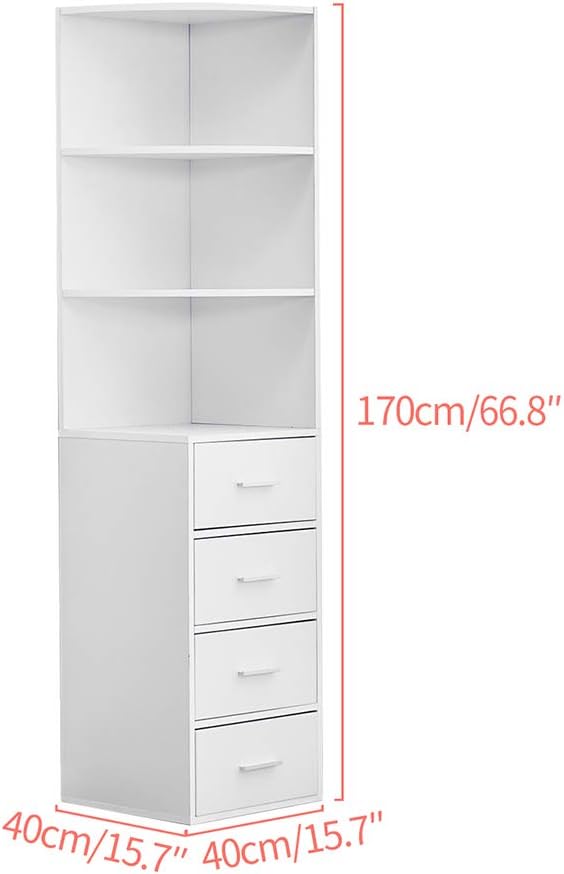 Tall Bathroom Storage Cabinet Black White 4 Drawer Shelf Unit