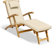 Teak Steamer Chair with Cushion Foldable Natural