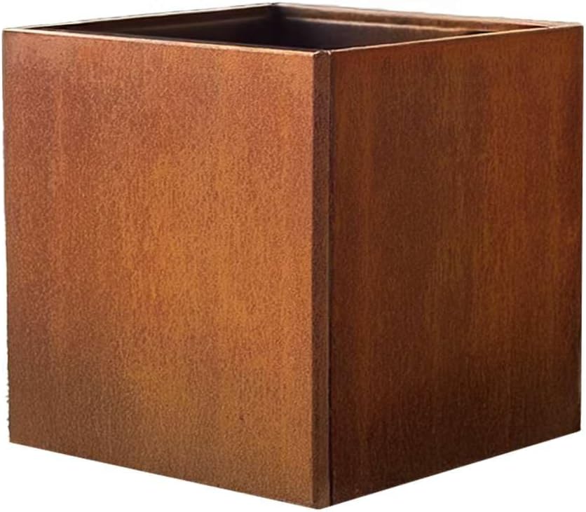 Corten Steel Cube Planter 50cm Rust Outdoor Indoor Square Pot