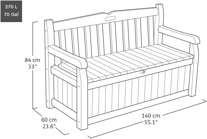Outdoor Garden Storage Bench 265L Lockable Deck Box Seat Weatherproof
