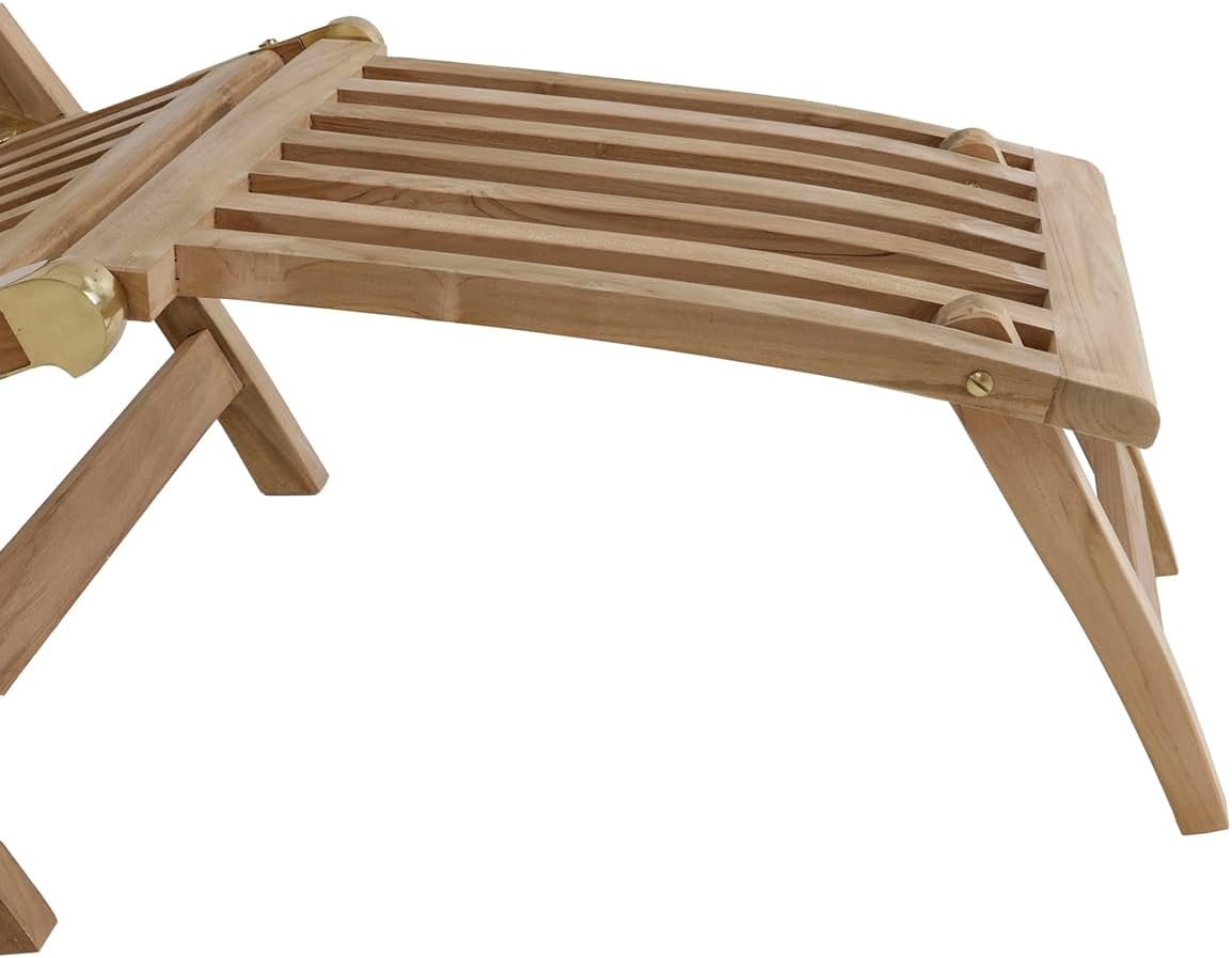 Teak Steamer Chair Foldable Reclining Sun Lounger Wood