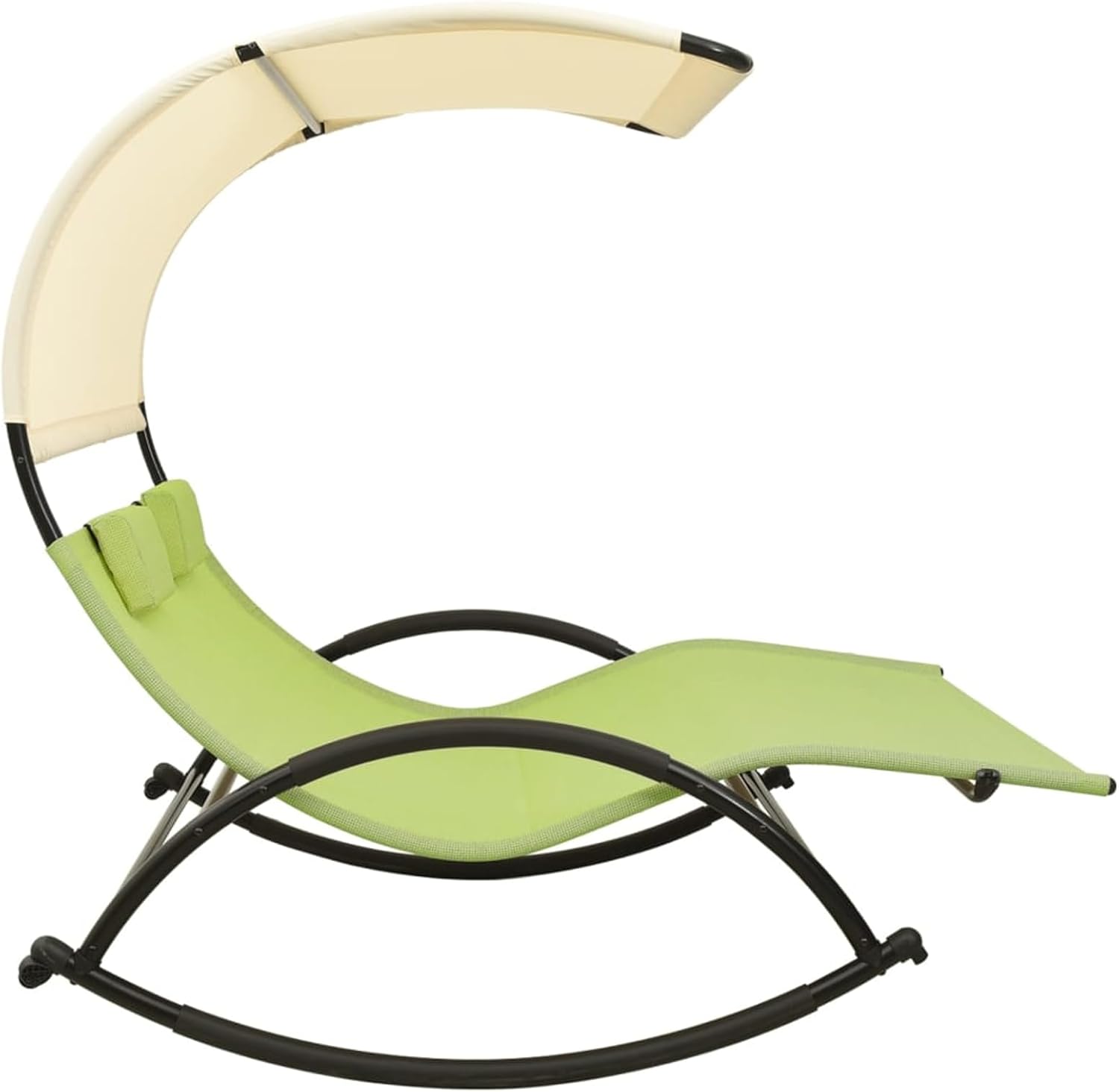 Double Sun Lounger with Canopy Green Cream