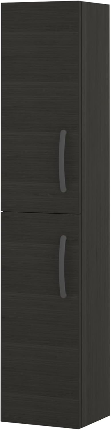 Matte Black Wall Hung Tall Bathroom Cabinet 2 Door Unit