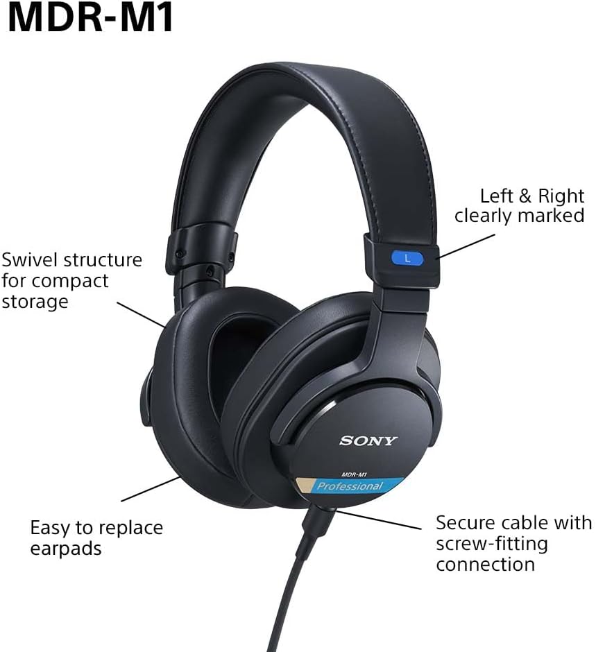 Closed Back Studio Monitoring Headphones Wired Hi Res 5Hz 80kHz