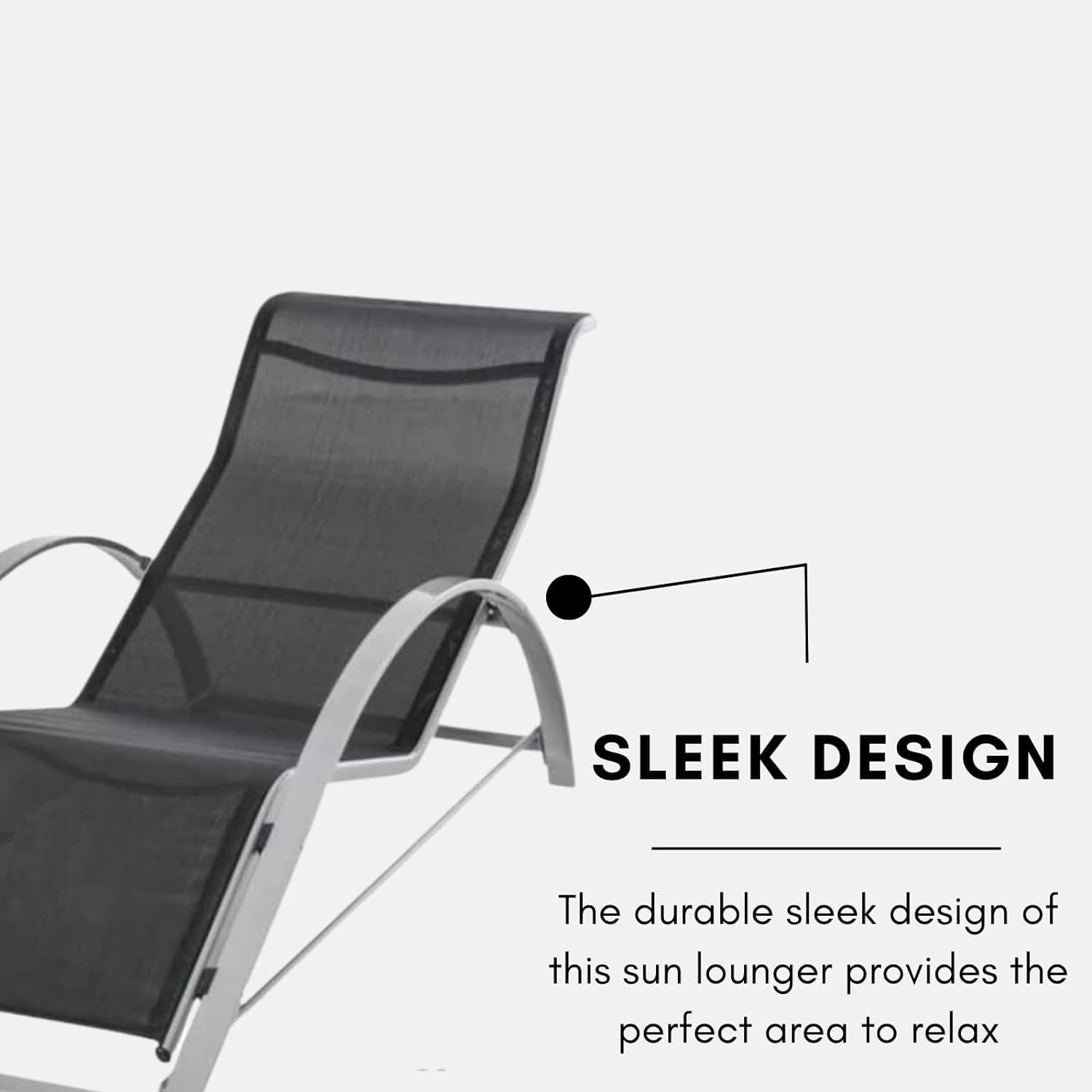 3 Piece Garden Sun Lounger Set Recliners Side Table Black