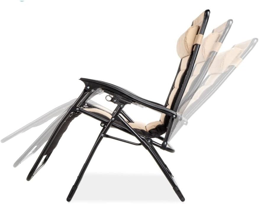 Extra Wide Zero Gravity Recliner Chair Folding Sun Lounger Cream