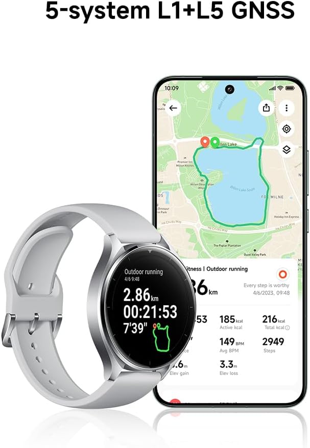 Silver Wear OS Smart Watch GPS NFC Fitness Tracker