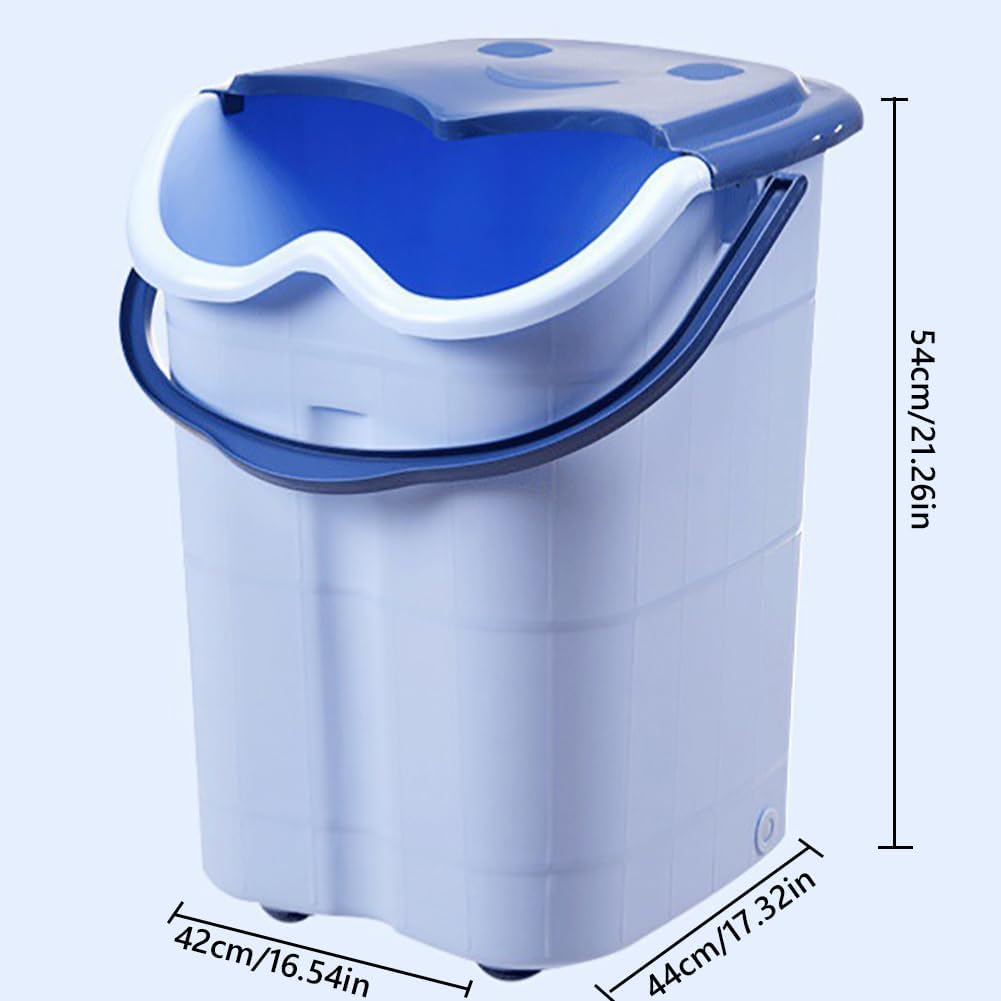 Large Deep Foot Bath Basin Calf Soak Spa Bucket Rollers Drain
