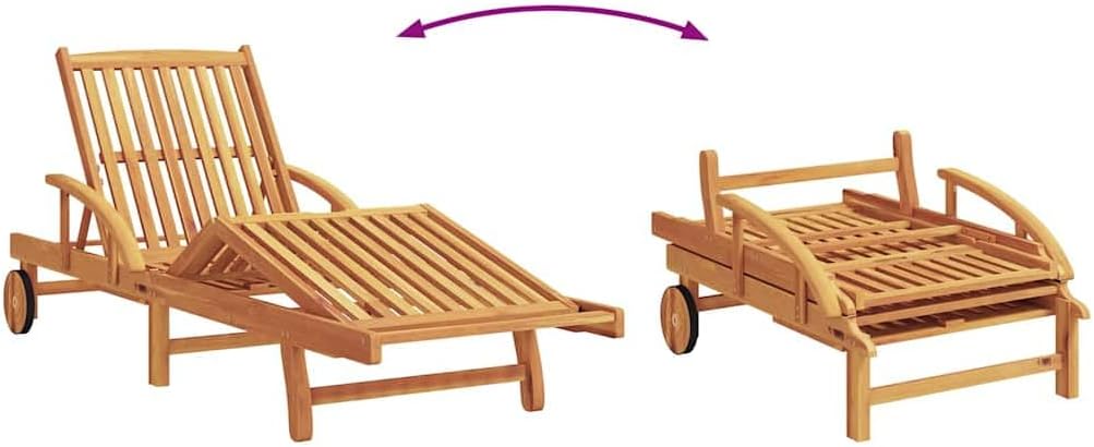2 Pack Acacia Wood Sun Loungers Cushioned Red