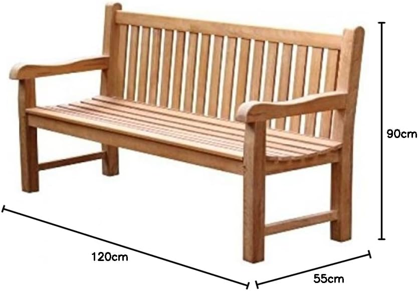 Teak Garden Bench 120cm Solid Wood Outdoor Patio Seat