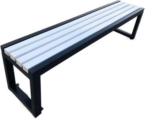 Steel Wood Composite Garden Bench 100cm Backless Outdoor Seat