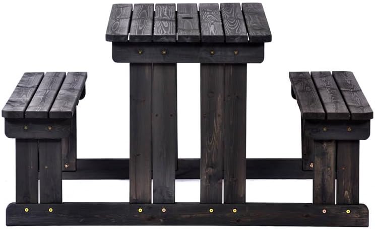 8 Seater Wooden Picnic Table Walk In Garden Bench Set w/Parasol Hole